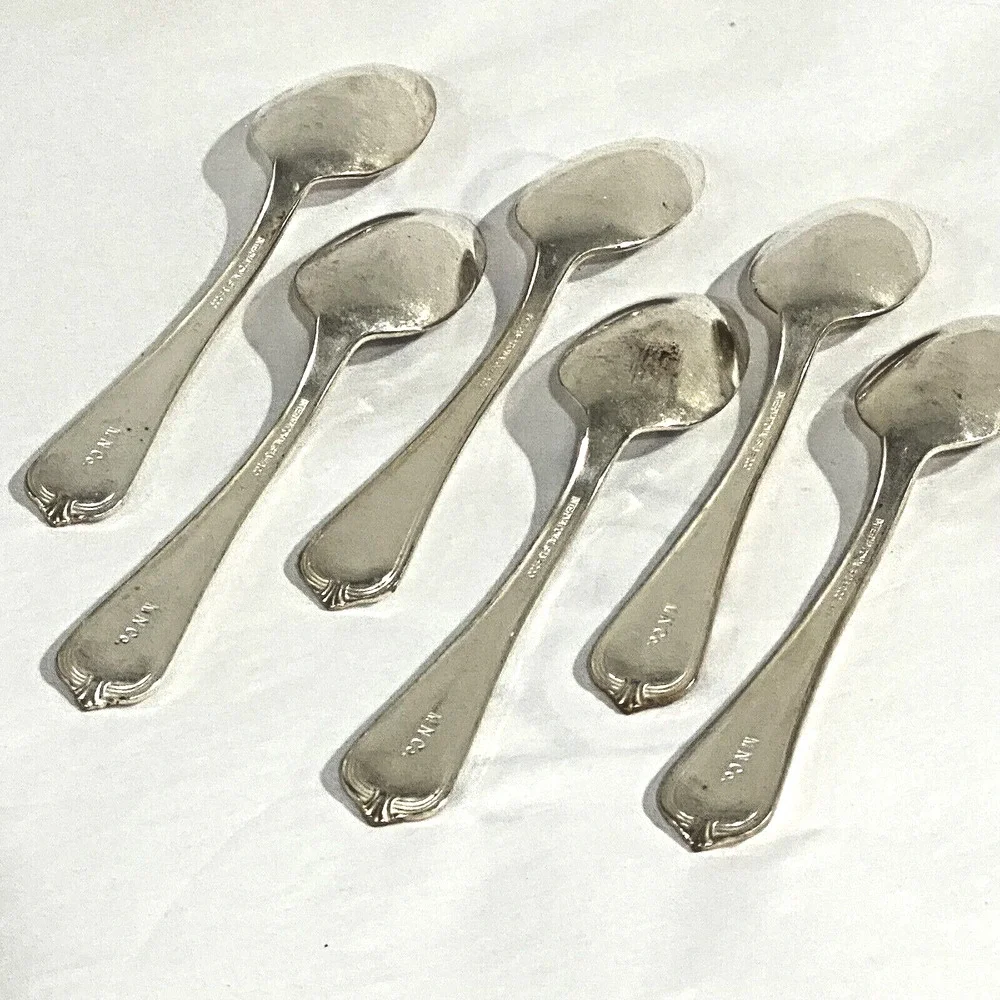 Silverplate teaspoons set (6) International Silver hallmarked MN & Co vintage